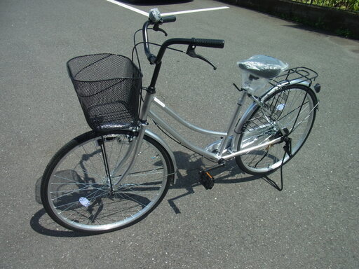 【新品】ギアなし自転車　シールバー　カゴ付き