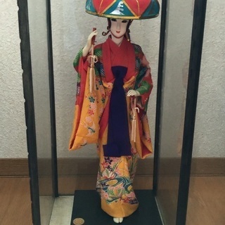 沖縄　琉球人形　ガラスケース付き
