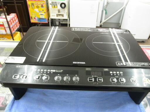 アイリスオーヤマ　2口IHコンロ　2017年製　台付き　IHK-W1S-B　札幌　西岡店