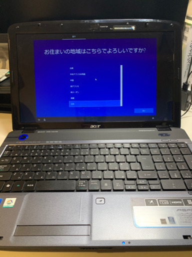 ノートパソコン acre ASPIRE15インチ core i5 4GBメモリ、500GB HDD