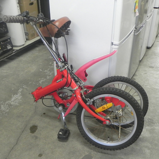 16インチ 折り畳み 自転車 切換付 サスペンション レッドカラー