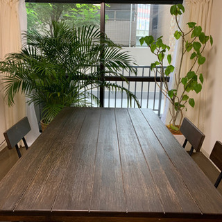 木製ヴィンテージ風ダイニングテーブル(椅子4個セット)
