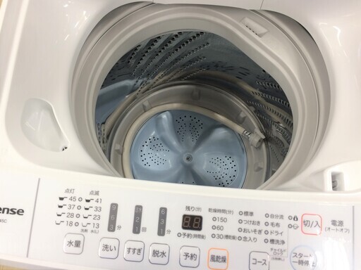 J330 5か月保証付き！Hisense ハイセンス 全自動洗濯機 ホワイト HW-T45C 4.5kg 2019年製 クリーニング 動作確認済み