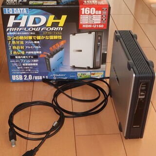 美品　外付けハードディスク　１６０ＧＢ　IO・DATA　HDH-...