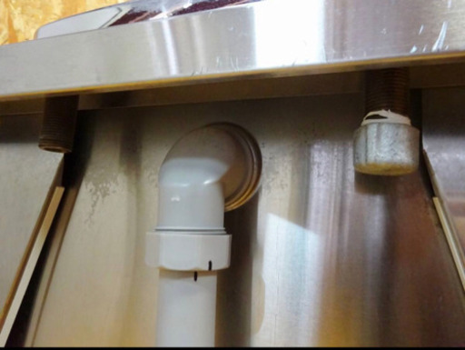 (4822-02)タニコー ステンレス 一槽シンク 三栄蛇口 排水ゴムカバー付き W600D600H800BG無し 中古品 流し台 厨房機器