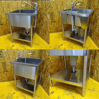 (4822-02)タニコー ステンレス 一槽シンク 三栄蛇口 排水ゴムカバー付き W600D600H800BG無し 中古品 流し台 厨房機器 4822-02)タニコー ステンレス 一槽シンク 三栄蛇口 排水ゴムカバー付き