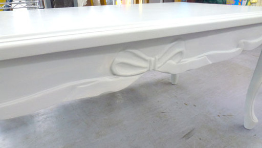 価格見直しました！姫系 センターテーブル 100×50×42.5ｃｍ ローテーブル ホワイト 木製 白塗り 猫脚 アンティーク調 ハギハラ