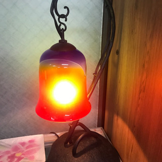 インテリア ランプ 照明 デスクランプ ガラス傘 置き型 飾り 中古