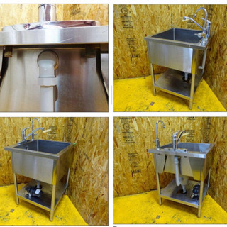 (4823-02)タニコー ステンレス 一槽シンク 三栄蛇口二個 浄水器付き W600D600H800BG無し 中古品 流し台 厨房機器 4823-02)タニコー ステンレス 一槽シンク 三栄蛇口二個 浄水器付き