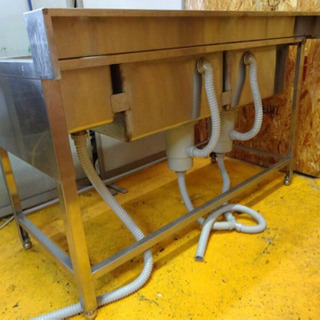 4825-0)業務用 ステンレス ソイルド 二槽シンク ゴミ受け付き