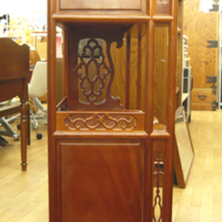 お値下げ！茶箪笥 唐木 幅118 奥行36 高さ128㎝ 透かし彫り キャビネット 飾り棚 茶棚 サイドボード 札幌 豊平区 西岡 