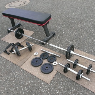 ダンベル、バーベル　トレーニング用　トレーニングマットセット　駅での手渡し可能