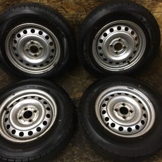 【DUNLOP ENASAVE VAN01 165R14 6PR LT】夏タイヤ 4本【日産 純正スチールホイール 14インチ 5J4HPCD100約+40】バリ溝　ADバン等　(TF319) クレジットカード QR決済可能