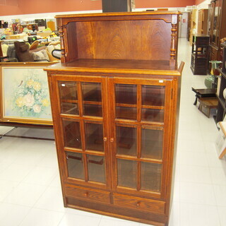 キャビネット アンティーク風 幅90×奥行40×高さ152㎝ 飾り棚 カップボード