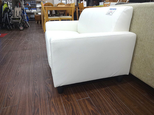 札幌 引き取り 2人掛けソファ 合皮 白/ホワイト 2Pソファ コンパクト