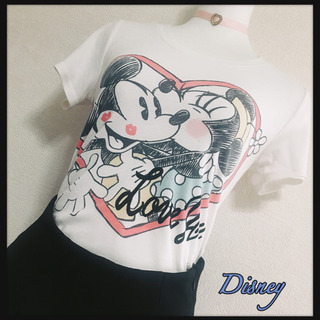 ご購入者様決定[Disney]ミッキー ミニーTシャツ 白色  ハート