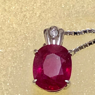 天然 ルビー 3ct 脇石天然ダイヤモンド シルバー925 ネックレス
