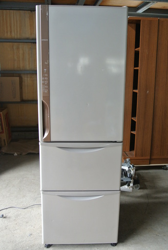 【062505】　ノンフロン冷凍冷蔵庫　HITACHI　R-K380HV　375ℓ　2017年式　幅60cm　奥行66.5cm　高さ181cm　【引取限定】