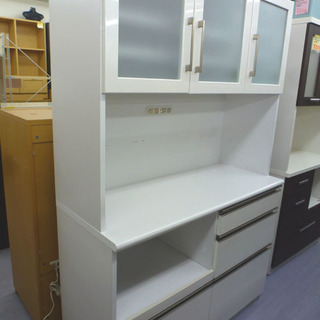 キッチンボード 幅120㎝ 高さ180㎝ 食器棚 大型レンジボード ホワイト