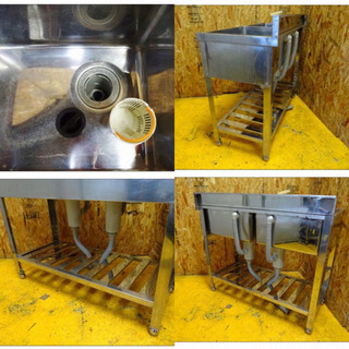 節約 (4835-02)業務用 ステンレス 二槽シンク W1000D450H800BG90 中古  