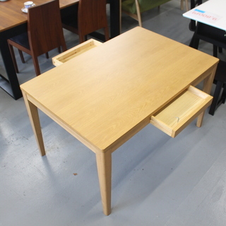 T194) ☆現行品・美品☆ ベルメゾン 引出し付きダイニングセット ダイニングテーブル＋チェア4脚セット 幅120cm オーク材 天然木 横浜市より発送
