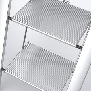 49 スタイリッシュ折りたたみ脚立 アルミ薄型踏み台ステップ台4段 シルバー