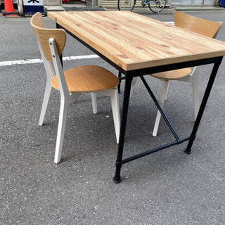 食堂テーブル 椅子2個セット