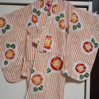 かまわぬの可愛い浴衣 椿 ツバキ オレンジ系