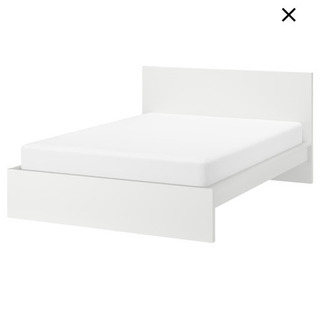 美品　イケア　IKEA ダブルベッド  マルム　MALM 白　ホワイト