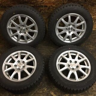 【DUNLOP WINTER MAXX WM01 185/60R14】スタッドレス 4本【EURO BAHN 社外 14インチ 6J5HPCD100+38】バリ溝 VWポロ等　(TE328) クレジットカード QR決済可能