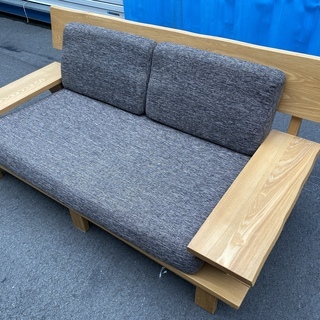 ソファ 木製フレーム 2P 2人掛け ブラウン系 ナチュラル 中古品