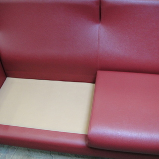 総革張り３人掛けソファ　本革ソファ　応接椅子　