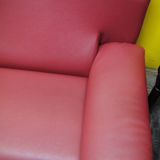 総革張り３人掛けソファ　本革ソファ　応接椅子　