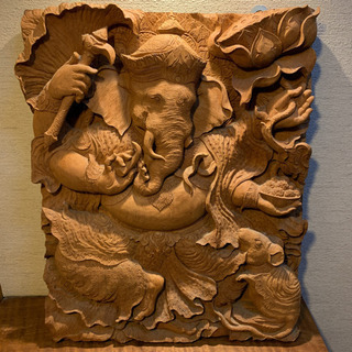 タイ ガネーシャ 彫刻 木像 ネズミ　アンティーク　