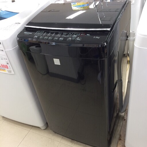 J335 3か月保証付き！Hisense ハイセンス 全自動洗濯機 HW-G55E4KK 5.5kg ガラストップ ブラック 2017年製 クリーニング 動作確認済み
