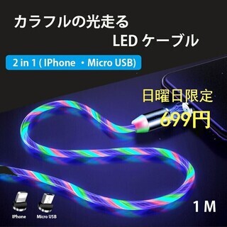 iPhoneケーブル microUSBケーブル 新品 2in1 ...