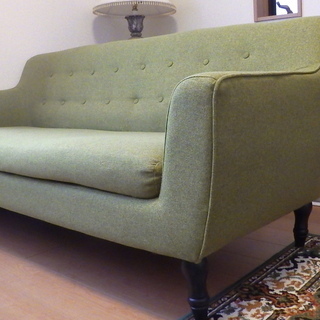 トリプル　3人掛け　ファブリックソファー　モスグリーン