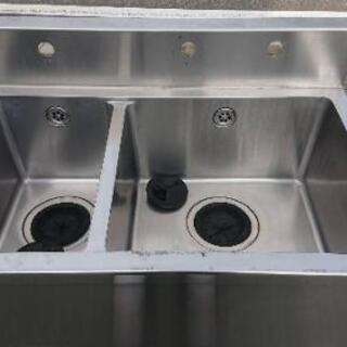 ★中古品 タニコー 2槽シンク 横900mmx奥600mmx高800mm★