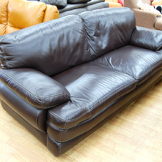 ソファ ニトリ 3人掛け 幅203×奥行93×高さ81cm レザー  ダークブラウン ソファー イス NITORI☆ PayPay(ペイペイ)決済可能 ☆ 札幌市 清田区 平岡 