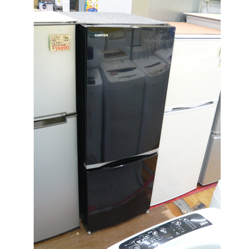札幌 2017年製 153L 2ドア冷蔵庫 東芝 ブラック GR-M15BS 黒 TOSHIBA 100Lクラス 本郷通店