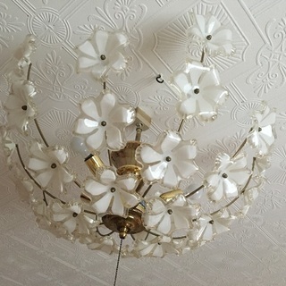 天井に映るシルエットも白いお花も可愛い照明器具 