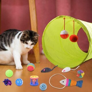 折り畳み式　猫 トンネル 運動不足 ストレス解消　おもちゃ 21個入り