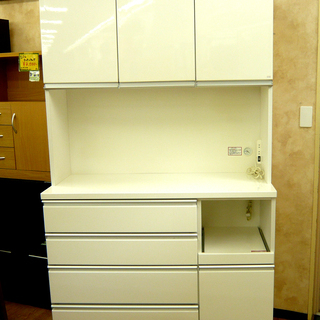 キッチンボード レンジボード エナメル 白 大容量！ 食器棚 キッチン収納 幅120㎝ 西岡店