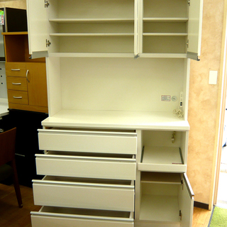 キッチンボード レンジボード エナメル 白 大容量！ 食器棚 キッチン収納 幅120㎝ 西岡店