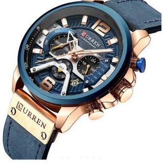新品 CURREN 高級腕時計 ブルー 防水 海外限定