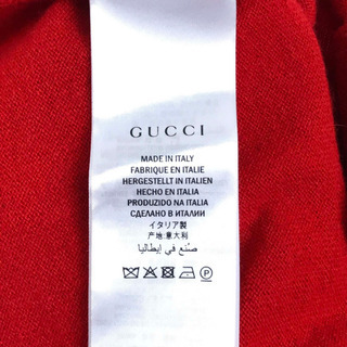 【未使用】プレゼント　GUCCI グッチ 501400 トップス　カットソー リボン 半袖Ｔシャツ 半袖Ｔシャツ カシミヤ レッド レディース 未使用】プレゼント GUCCI グッチ 501400 トップス カットソー リボン