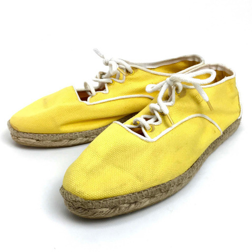 HERMES エルメス シューズ　フラットシューズ　サンダル エスパドリーユ 底：CASTANER(カスタニエール)社製 キャンバス イエロー レディース
