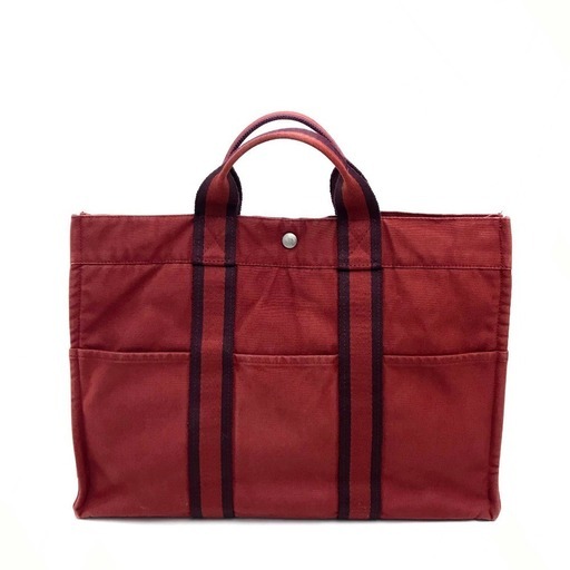 HERMES エルメス フールトゥ MM ハンドバッグ トートバッグ キャンバス ボルドー レディース