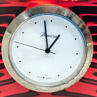 Baccarat バカラ ラウンドクロック インテリア 置時計 クリスタルガラス レッド 