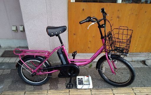 BRIDGESTONE JOSIS Wgn[ジョシスワゴン]20/18吋 電動アシスト自転車 8.9Ahバッテリー+充電器+スペアーキー2本付き(グリッターピンク)